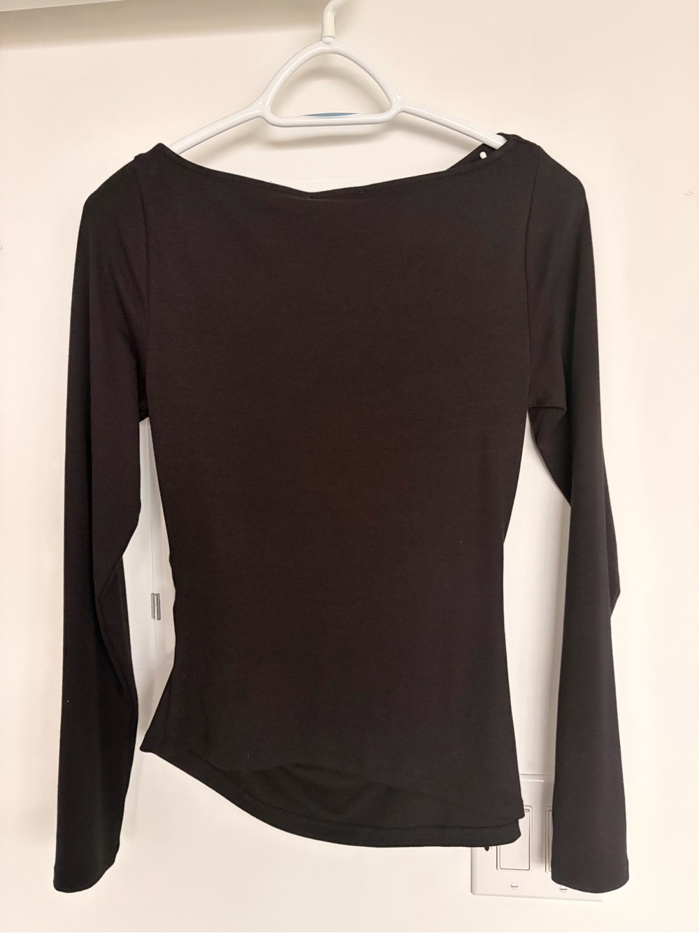 Bershka Black Long-Sleeve Boatneck Top